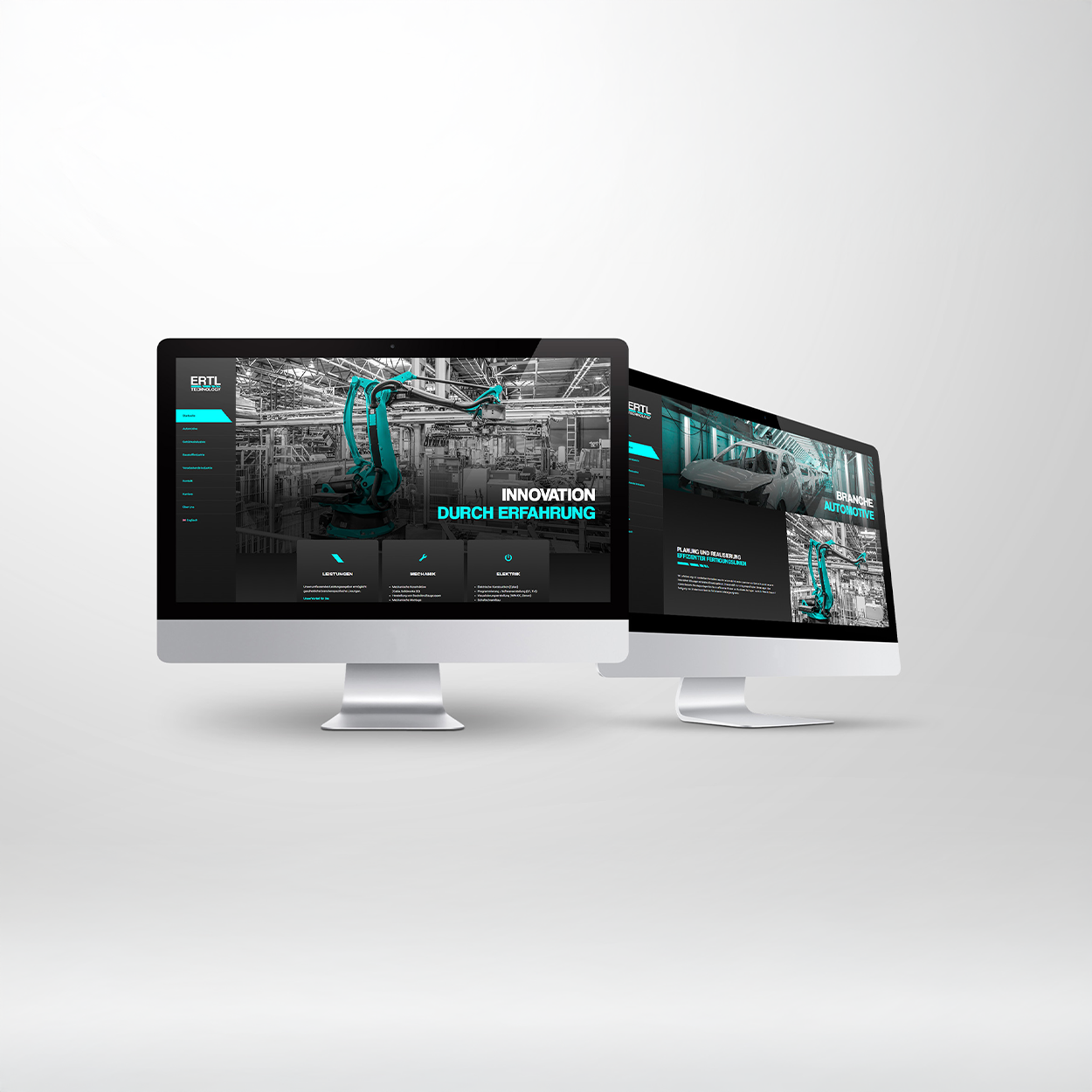 Desktopansicht eines ausführlichen Webdesigns für eine mehrsprachige Website.